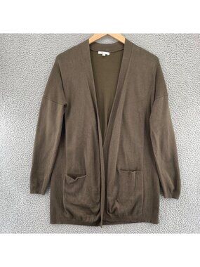 89th + Madison Sweater Womens Medium Brown Cardigan Long Sleeves Stretch Pockets